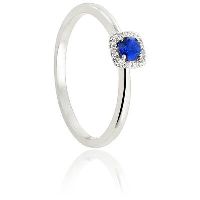 Bague Tali en Or Blanc 750 & Diamants 0,05 ct et Saphir 0,17 ct - Diamond Lady
