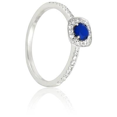 Bague Diamaline en Or Blanc 750 & Diamants 0,18 ct et Saphir 0,34 ct - Diamond Lady
