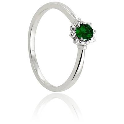 Bague Arti en Or Blanc & Diamants 0,03 ct et Emeraude 0,25 ct - Diamond Lady