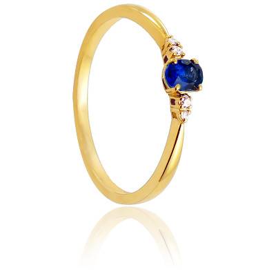 Bague Azad en Or Jaune 750 & Diamants 0,02 ct et Saphir 0,25 ct - Diamond Lady