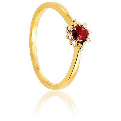 Bague Arti en Or Jaune 750 & Diamants 0,03 ct et Rubis 0,25 ct - Diamond Lady