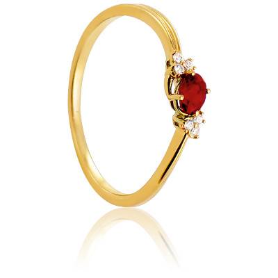 Bague Azada en Or Jaune 750 & Diamants 0,03 ct et Rubis 0,25 ct - Diamond Lady