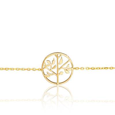 Yellow Gold-Plated Tree of Life Bracelet, 17 cm to 18 cm Length - Naïades