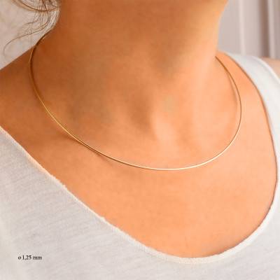 Collier Câble Cléophée, Or Jaune 750, Longueur 50 cm - Buelling