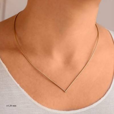 Chaîne Omega en V, Or Jaune 750, Largeur 1,20 à 3,50 mm et Longueur 42 cm - Buelling