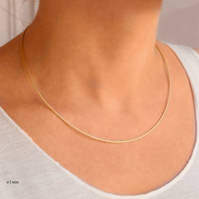 Collier Câble Héline, Or Jaune 750, Longueur 42 cm - Buelling