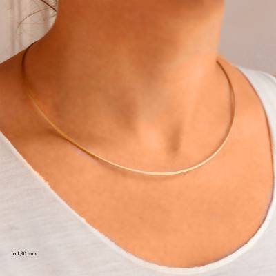 Collier Câble Varna, Or Jaune 750, Largeur 0,80 à 2,00 mm et Longueur 45 cm - Buelling
