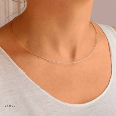 Collier Câble Varna, Or Jaune 750, Largeur 0,80 à 2,00 mm et Longueur 42 cm - Buelling