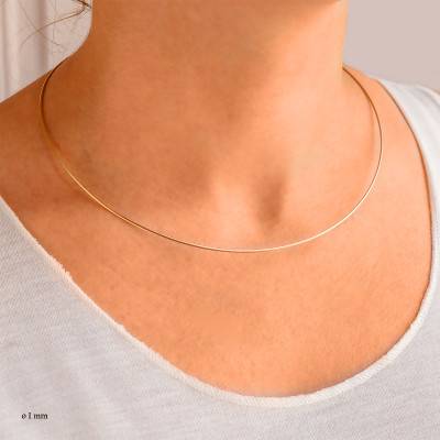 Collier Câble Cléophée, Or Jaune 750, Longueur 42 cm - Buelling