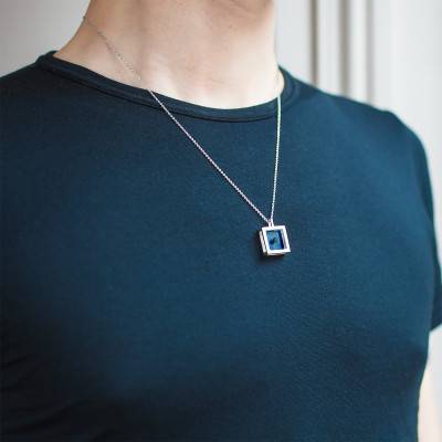 925 Silver Black Diamond Micro Square Necklace 55 Cm - Pascal MORABITO
