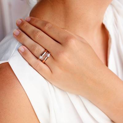 Bague Freccia Brillant & Doré Rose - Taille 52 - Bronzallure