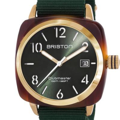 Briston Tortoiseshell Green Dial Gold Acetate Clubmaster HMS Watch - Briston