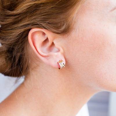 375/1000 Yellow Gold Hoop Earrings, 10 mm Diameter - Maison Ballet by Scarlett