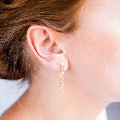 Boucles d'Oreilles Pendantes Etoiles en Or Jaune 375 - Maison Ballet by Scarlett
