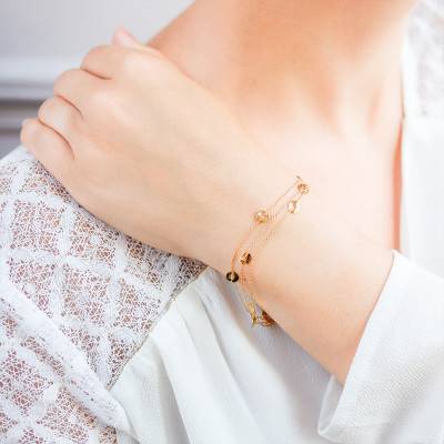 Bracelet Trio de Pastilles Ajourées en Or Jaune 375, Longueur de 17,5 cm à 18 cm - Maison Ballet by Scarlett