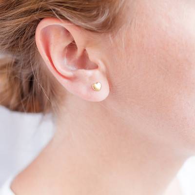 375 Yellow Gold Domed Heart Stud Earrings - Maison Ballet by Scarlett