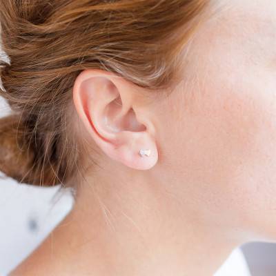 Two-Tone 375/1000 Gold Double Heart Stud Earrings - Maison Ballet by Scarlett