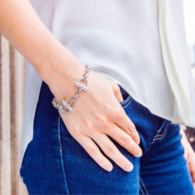 925 Silver Rolo Chain Bracelet with 2 Clasps, Length 19 cm, Width 7 mm - Artemis
