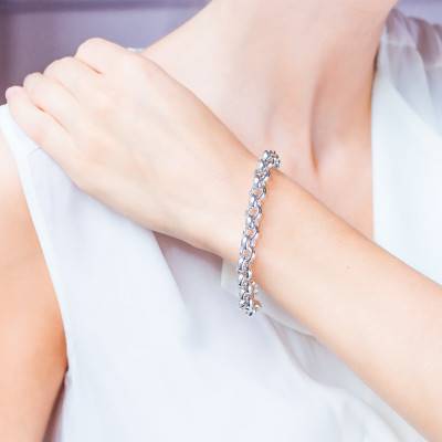 925 Silver Rolo Chain Bracelet, Length 20 cm - Artemis
