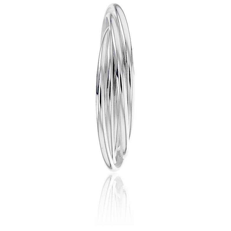 Bracelet Demi-Jonc En Argent Massif 925 - 65 Mm - Poids 17.2 Grammes - Neuf Avec Étiquettes - Unisexe