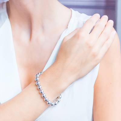Bracelet Perles Argent, Longueur 21 cm - Artemis