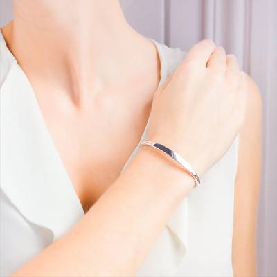 925 Silver Open Bangle, Diameter 62 mm, Width 4 mm - Artemis