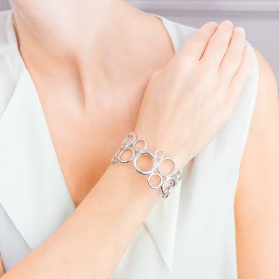 925 Silver Bubble Cuff Bracelet, 63 mm Diameter - Artemis