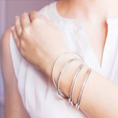 925 Silver 7-Bangle Bracelet Set, Width 2.50 mm, Diameter 64 mm - Artemis