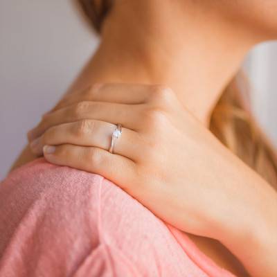 Bague Asymetric Or Blanc 750 & Diamant 0,30ct - Alliantine