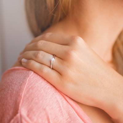 Bague Asymetric Or Blanc 750 & Diamant 0,20ct - Alliantine
