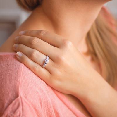 Bague Mimoza Or Blanc 750 & Diamants 0,05ct - Alliantine