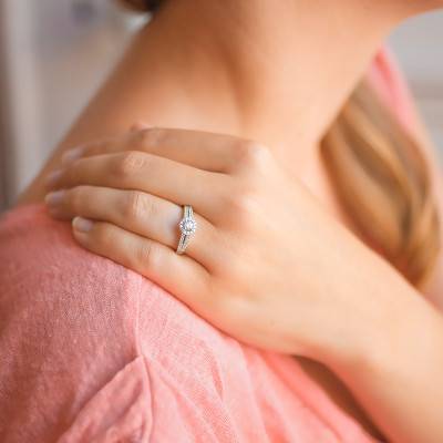 Bague Mimoza Or Blanc 750 & Diamants 0,15ct - Alliantine