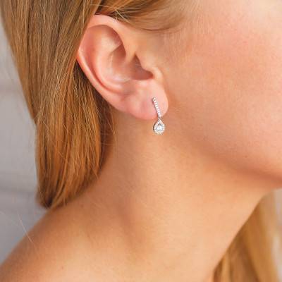 Boucles d'oreilles rivière Diamants GSI2 0,45 ct, Or Blanc 750 - Diamond Lady
