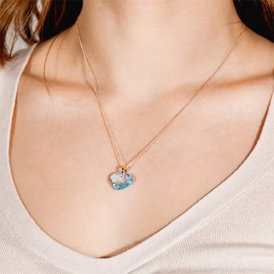 Pendentif Coeur Topaze Bleu Or Jaune - Les Valentines
