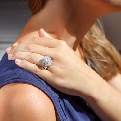 Bague Dâmodar Diamants & Or Blanc 750 - Kundan