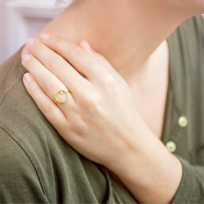 Bague Cercle en Or Jaune 375 & Diamant - Maison Ballet by Scarlett