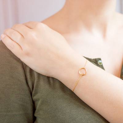 Bracelet Cercle Or Jaune & Diamant, Longueur 18 cm ajustable - Scarlett or Scarlett