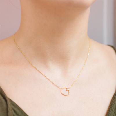 375/1000 Yellow Gold Diamond Circle Necklace, Length 45 cm - Maison Ballet by Scarlett
