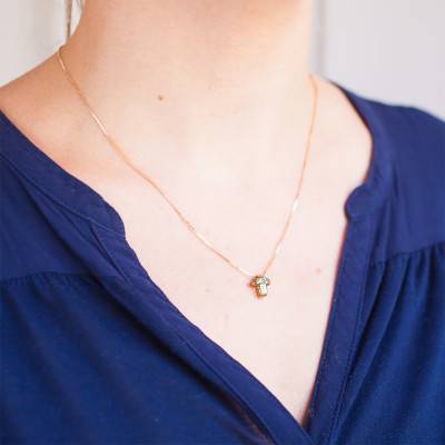 9K (375) or 18K (750) Yellow Gold & Diamond Cross Necklace, Length 42 cm - Vandona