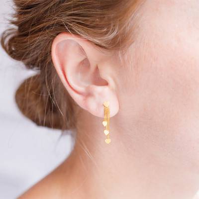 Boucles d'Oreilles Pendentes Coeurs en Or Jaune 375 - Maison Ballet by Scarlett
