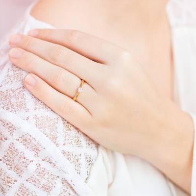 Bague Solitaire Paris Or Jaune 750 & Diamant 0,18ct - Amore