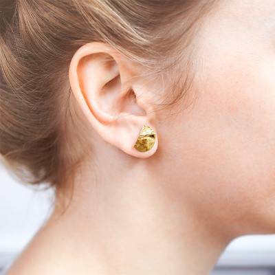 375/1000 Yellow Gold Half-Hoop Earrings - Maison Ballet by Scarlett