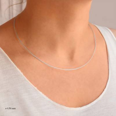 Cléophée 750/1000 White Gold Cable Necklace, 45 cm - Buelling