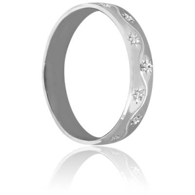 Alliance Diamantée Fleurs en Or Blanc 750, Largeur 4,50 mm - Gaïa
