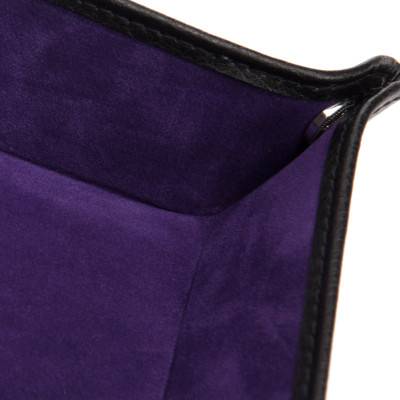 Plateau Rangement Accessoire WOLF Cuir Noir Interieur violet Blake - Wolf 1834