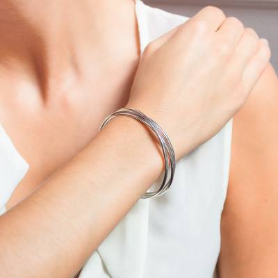 Trio of Half-Bangle Bracelets, 60 mm to 70 mm Diameter, 3 mm Width - Artemis