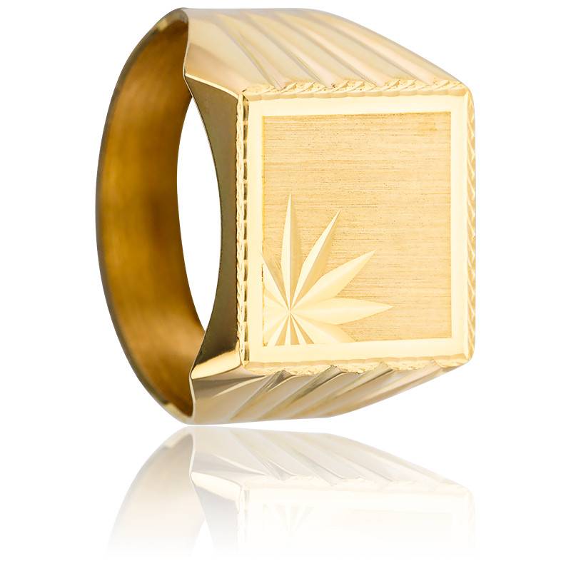 375 Yellow Gold Square Faceted Signet Ring, 14 x 14 mm - Imperium