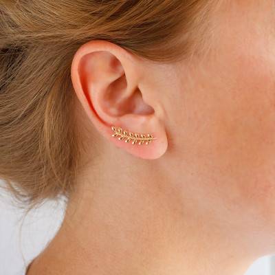 Yellow Gold-Plated Laurel Drop Earrings - Naïades