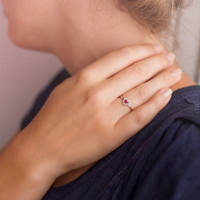 Bague Mérode Or Blanc 750, Rubis 0,18 ct, Diamants 0,06 ct - Diamond Lady