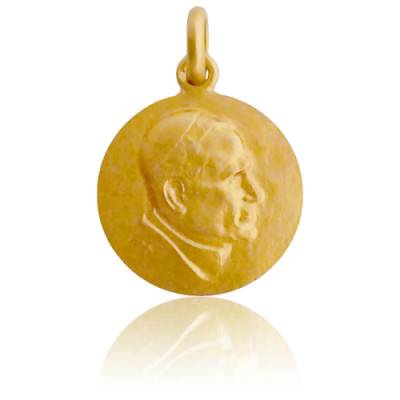 18K 750/1000 Yellow Gold John Paul II Medal, 18 mm Diameter - Becker